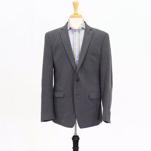 Van Heusen 46R Gray Solid 2-Button Sport Coat Blazer Jacket T095